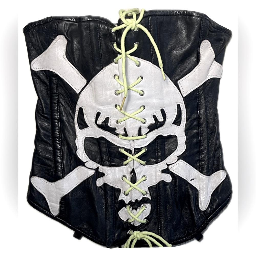 Skull & Crossbones Handmade Custom Real Leather Corset